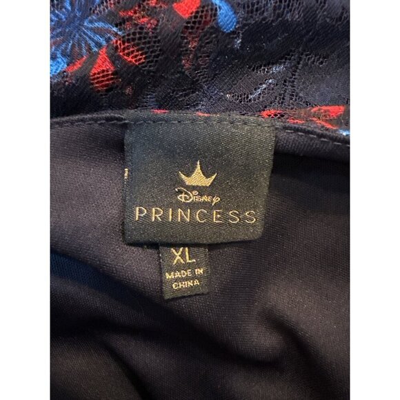 Disney Princess Floral Navy Lace Dress With Smocked Waist & Bell Sleeves XL EUC - Picture 6 of 8